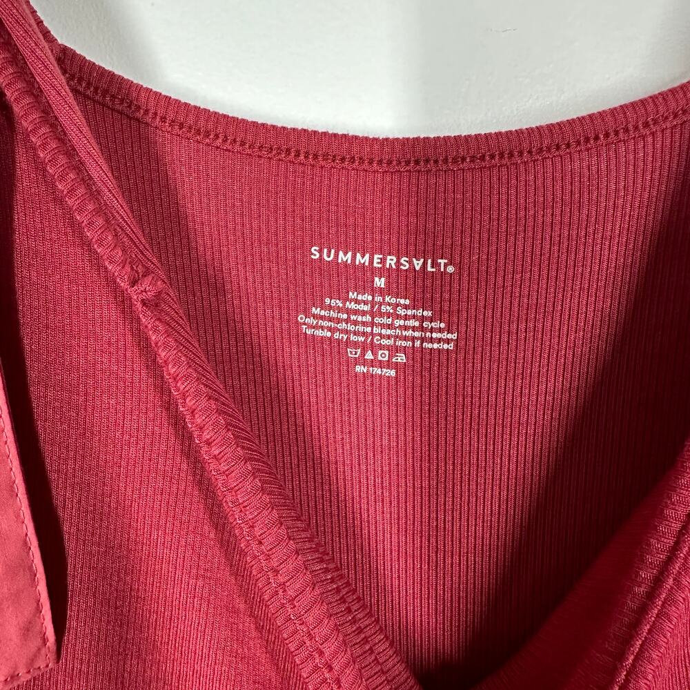 NWT Summersalt Womens Soft Ribbed Tie Shoulder Sleeveless Maxi Dress Pink Medium - Picture 6 of 8